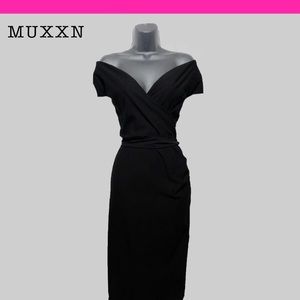 NWT MUXXN Off-The-Shoulder Surplice Cocktail Dress